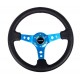 NRG Deep Dish Blue Center Leather 350mm Steering Wheel